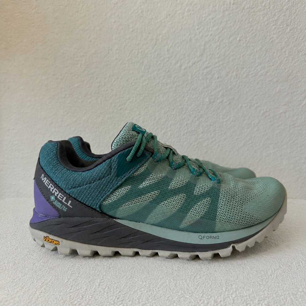 Merrell Antora 2 GoreTex Trail Running Shoes Lichen Teal Purple Women 11 J067200